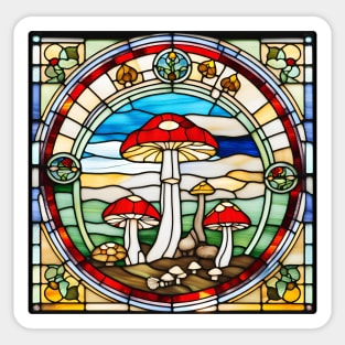 Asymmetrical Mushroom Stained Glass Sticker